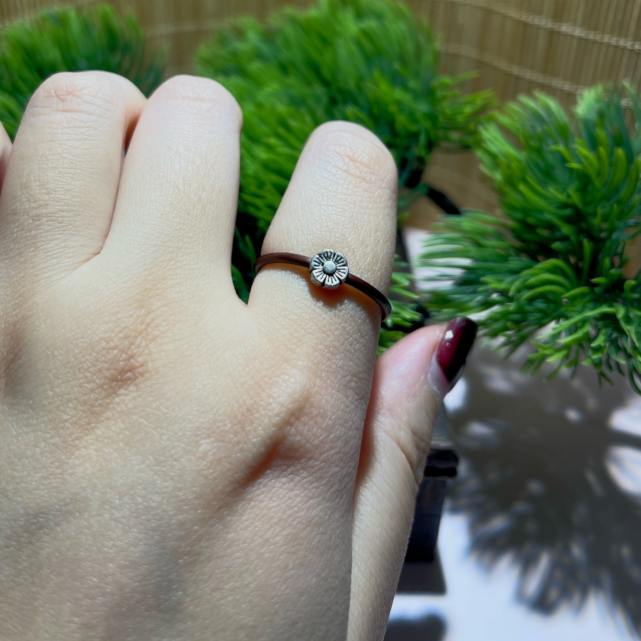 Little Flower Vine Ring worn on hand
