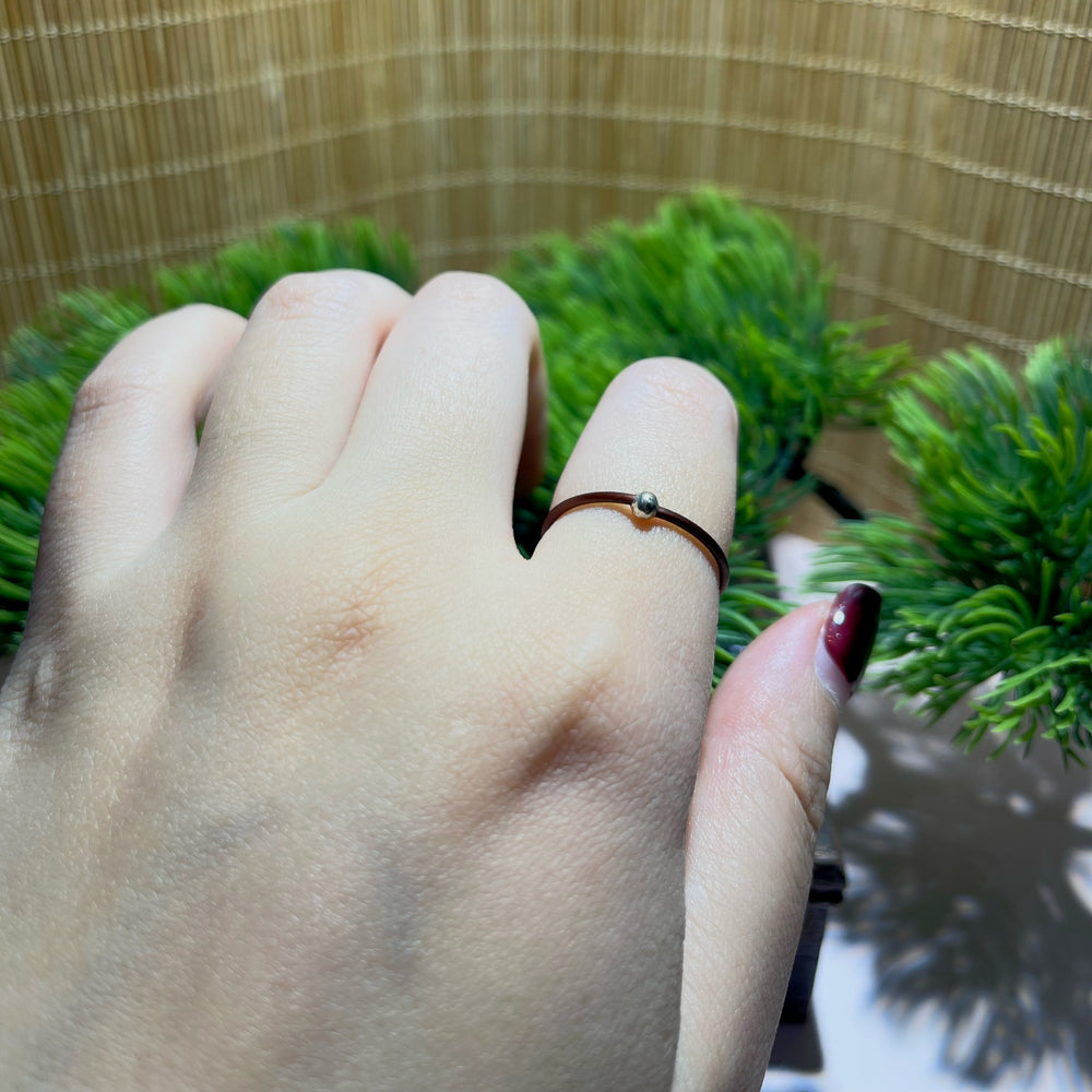 Silver Bead Vine Ring worn on hand