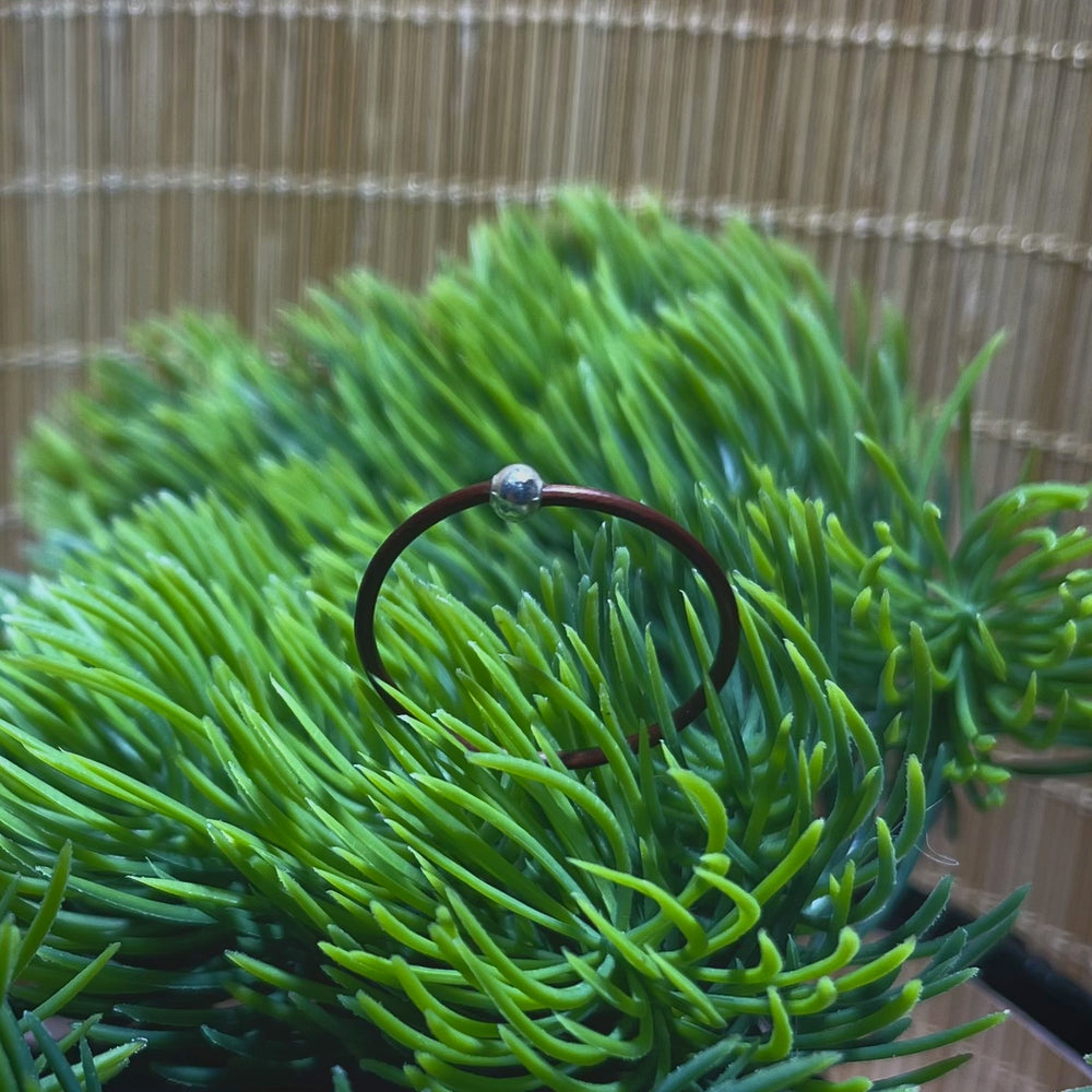 Silver Bead Vine Ring, fine Spatholobus vine band with a tiny silver bead