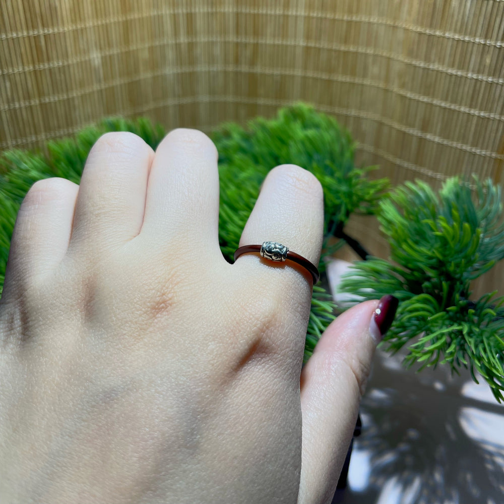 Silver Wave Vine Ring worn on hand
